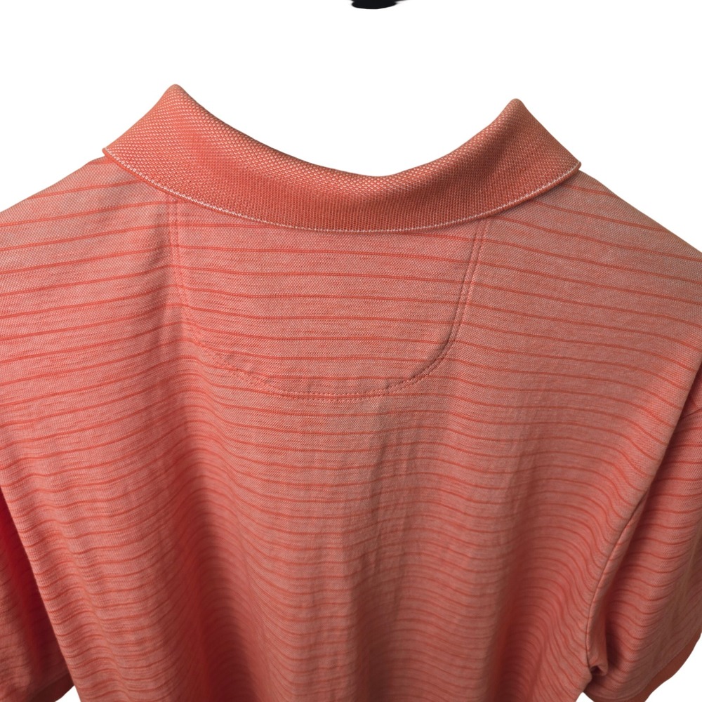 Tommy Bahama Polo Shirt Mens Large Coral Orange Striped Short Sleeve Cotton - Picture 6 of 13